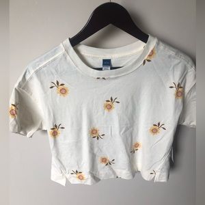 Cropped sunflower print t-shirt